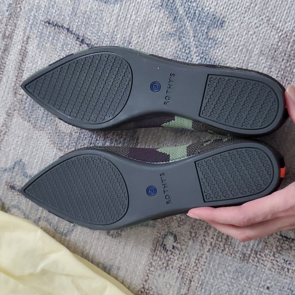 New Rothy' The Point Green Camo Flats Shoes Sz7.5 - Picture 4 of 10